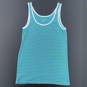 Merona Blue Green White Striped Tank Top 50% Cotton XXL